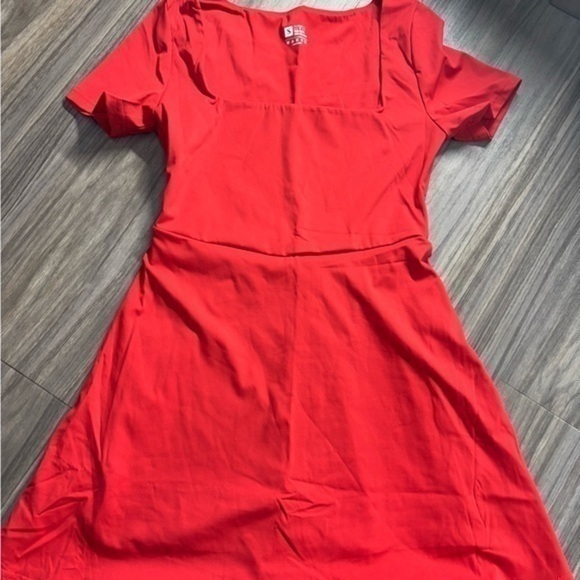 Red Square Neck Dress - Picture 1 of 3